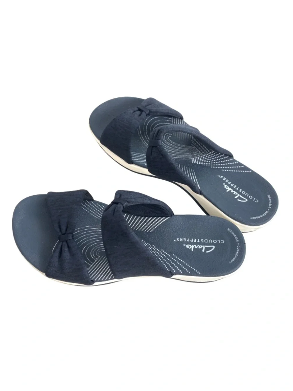 Clarks Cloudsteppers Women's Navy Bow Sandals Size 7M Boho Casual Travel